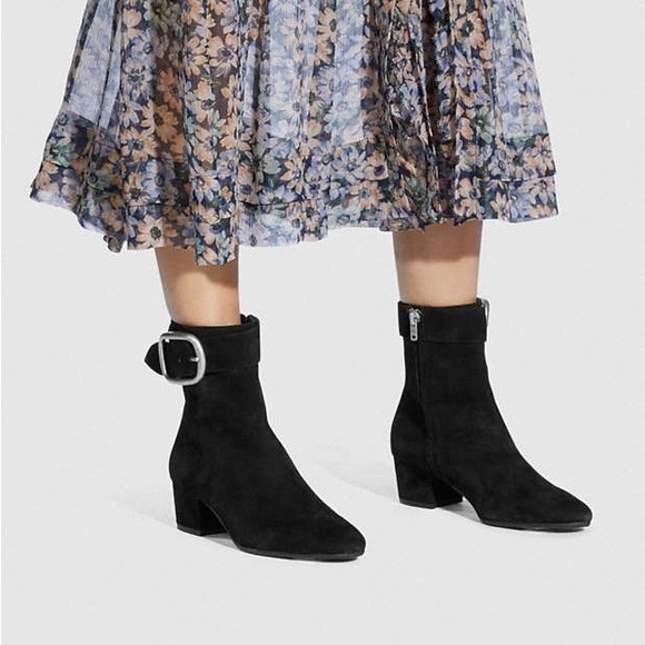 Coach Cassandra suede buckle boots 8 8.5 9 NWOB - Picture 3 of 5